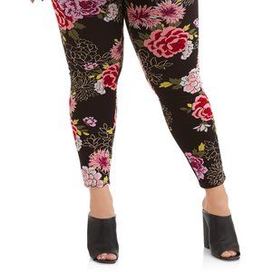 Terra & Sky Floral Peony Women's Plus Size Full Length Super Soft Jeggings 1X